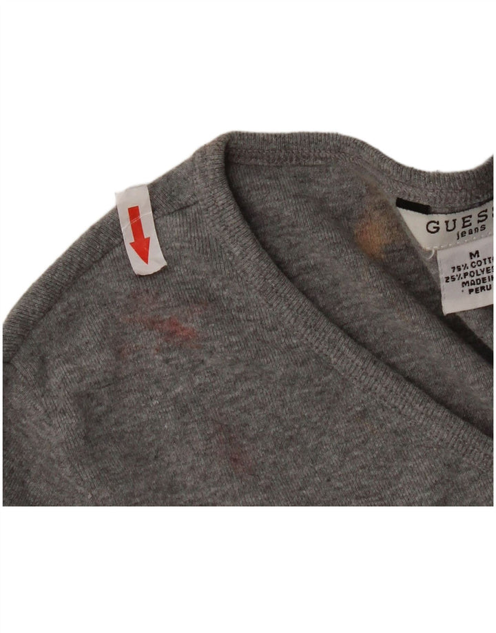 Guess Womens Crop Top Langærmet UK 12 Medium Grey Bomuld