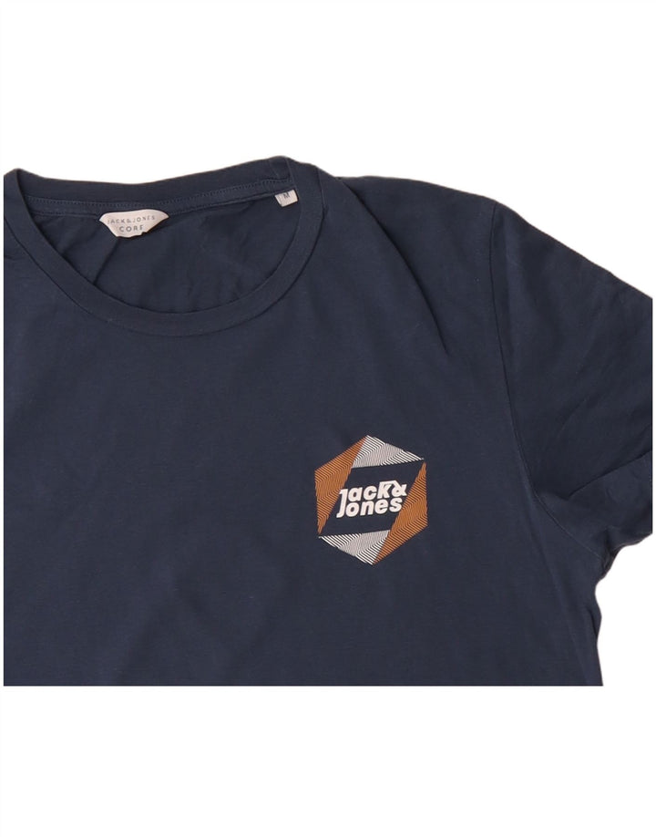 JACK & JONES Herre T-Shirt Top Medium Marineblå Bomuld
