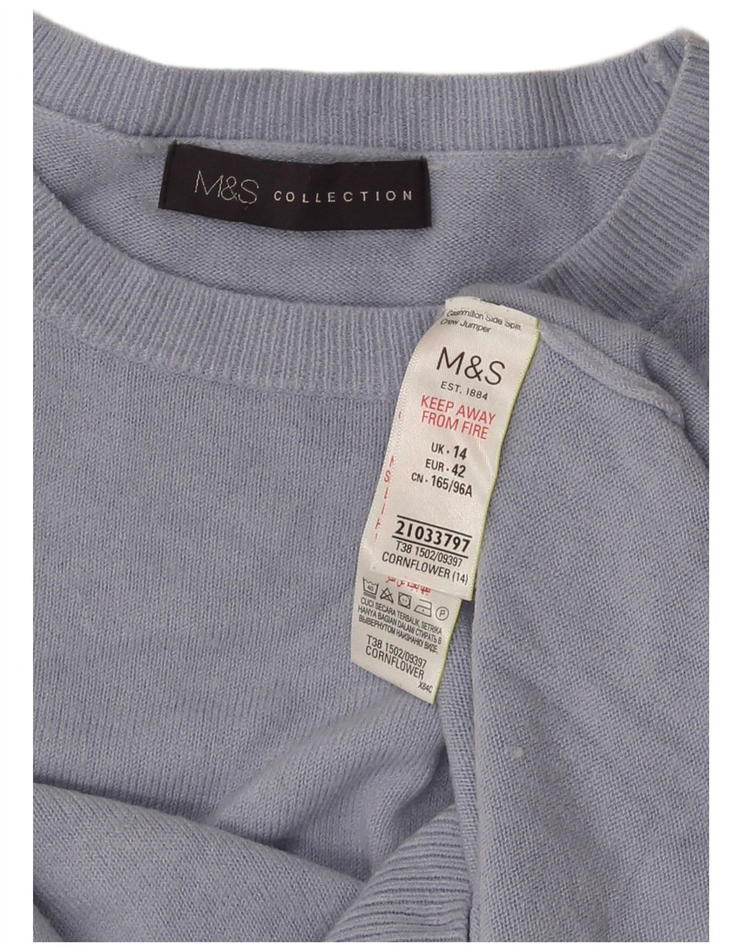 Marks & Spencer Dame sweater med rund hals DK 14 Medium Blue Acryl