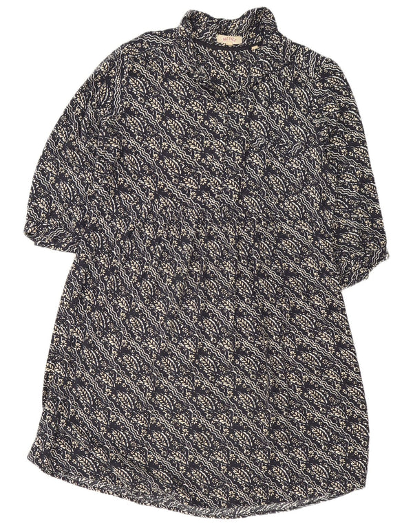 Fat Face Dame 3/4 ærmer A-Line Kjole UK 14 Large Navy Blue Floral