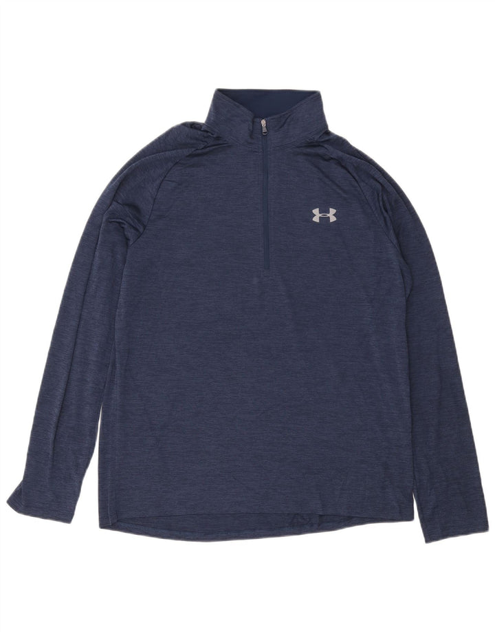 Under Armour Herre Loose Fit Zip Neck Top Langærmet Stor Blå