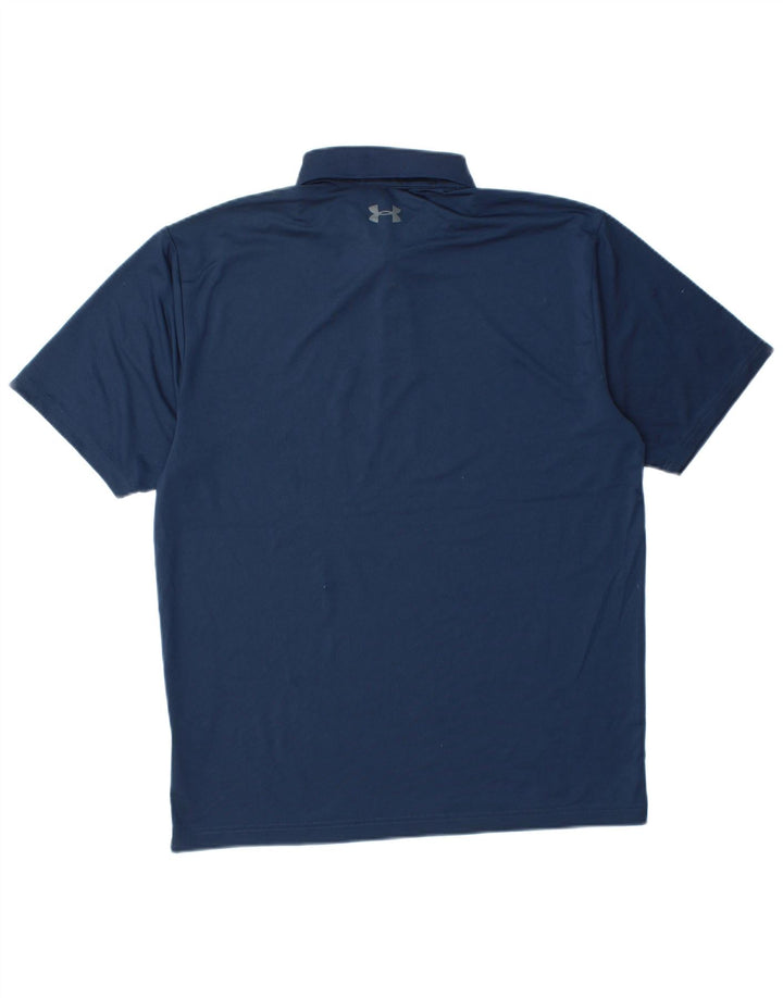 UNDER ARMOR Herre Heat Gear Polo Shirt Medium Navy Blue Polyester