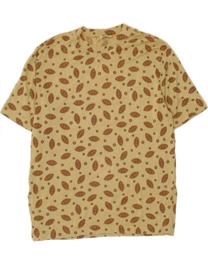 BELFE Womens Abstract Pattern T-Shirt Top IT 46 Large Beige Silk Vintage Belfe and Second-Hand Belfe from Messina Hembry 