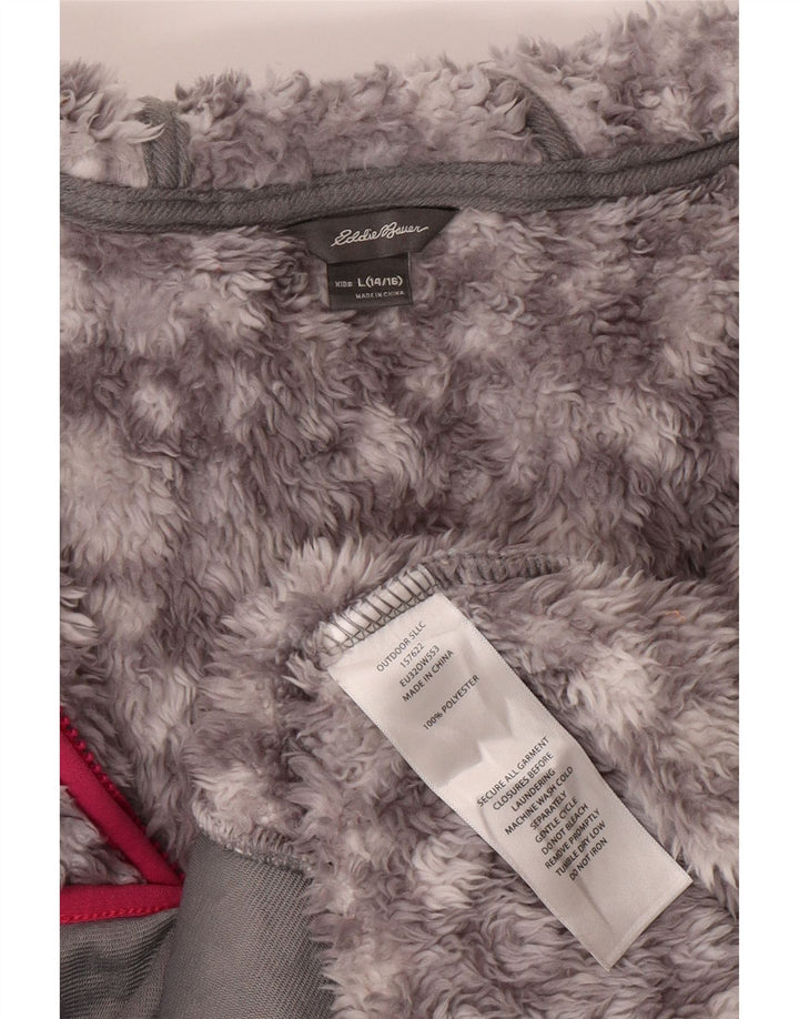 EDDIE BAUER Girls Hooded Fleece Jacket 14-15 Years Large  Grey Polyester Vintage Eddie Bauer and Second-Hand Eddie Bauer from Messina Hembry 