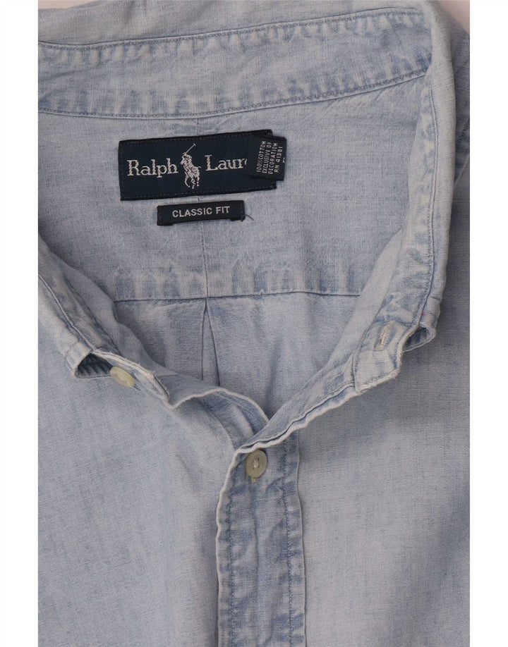 Ralph Lauren Herre Classic Fit skjorte 3XL blå bomuld