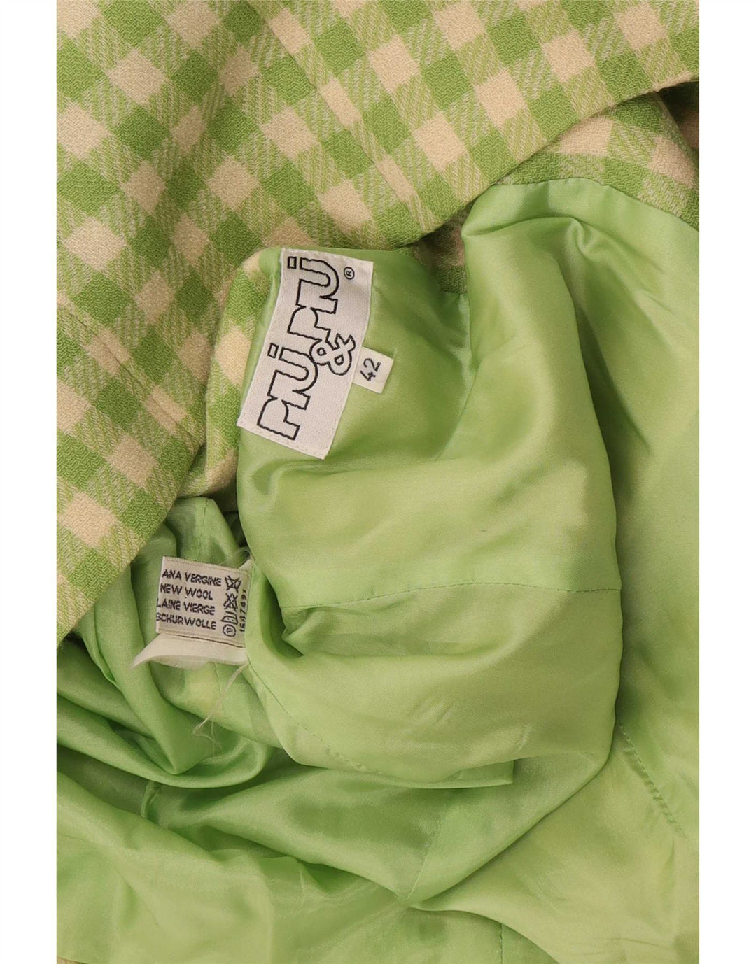 Piu & Dame 5-knaps blazerjakke IT 42 Medium Green Gingham New Wool