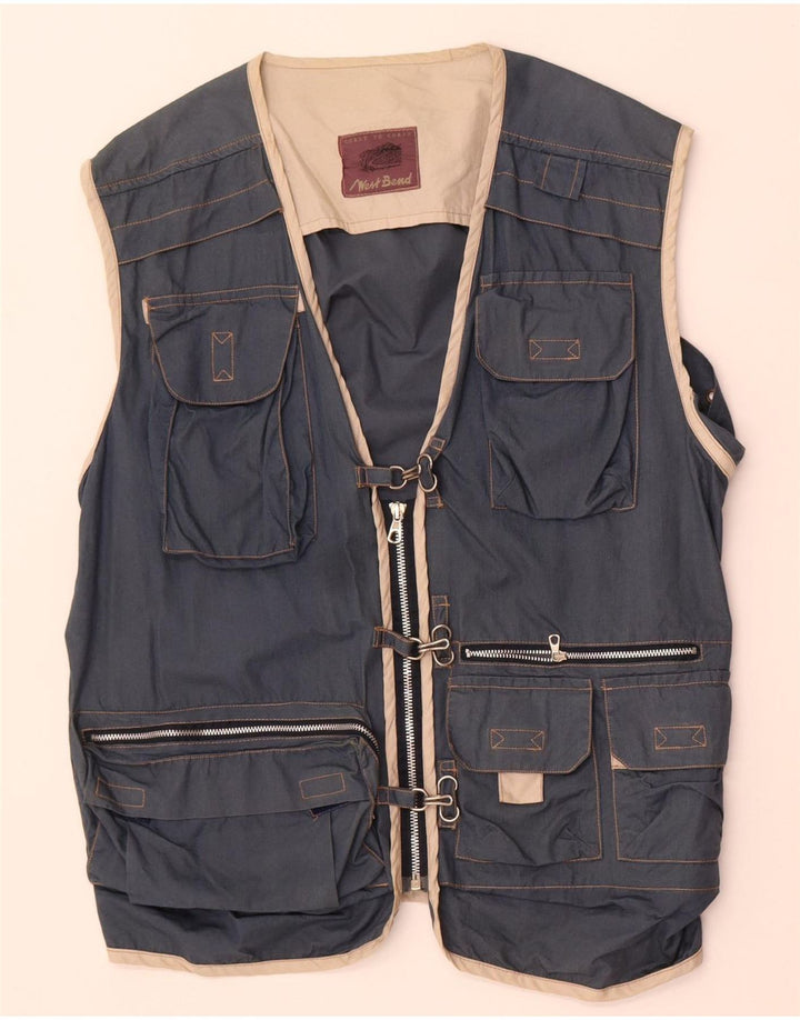 Vintage Herre Utility Gilet UK 36 Small Navy Blue