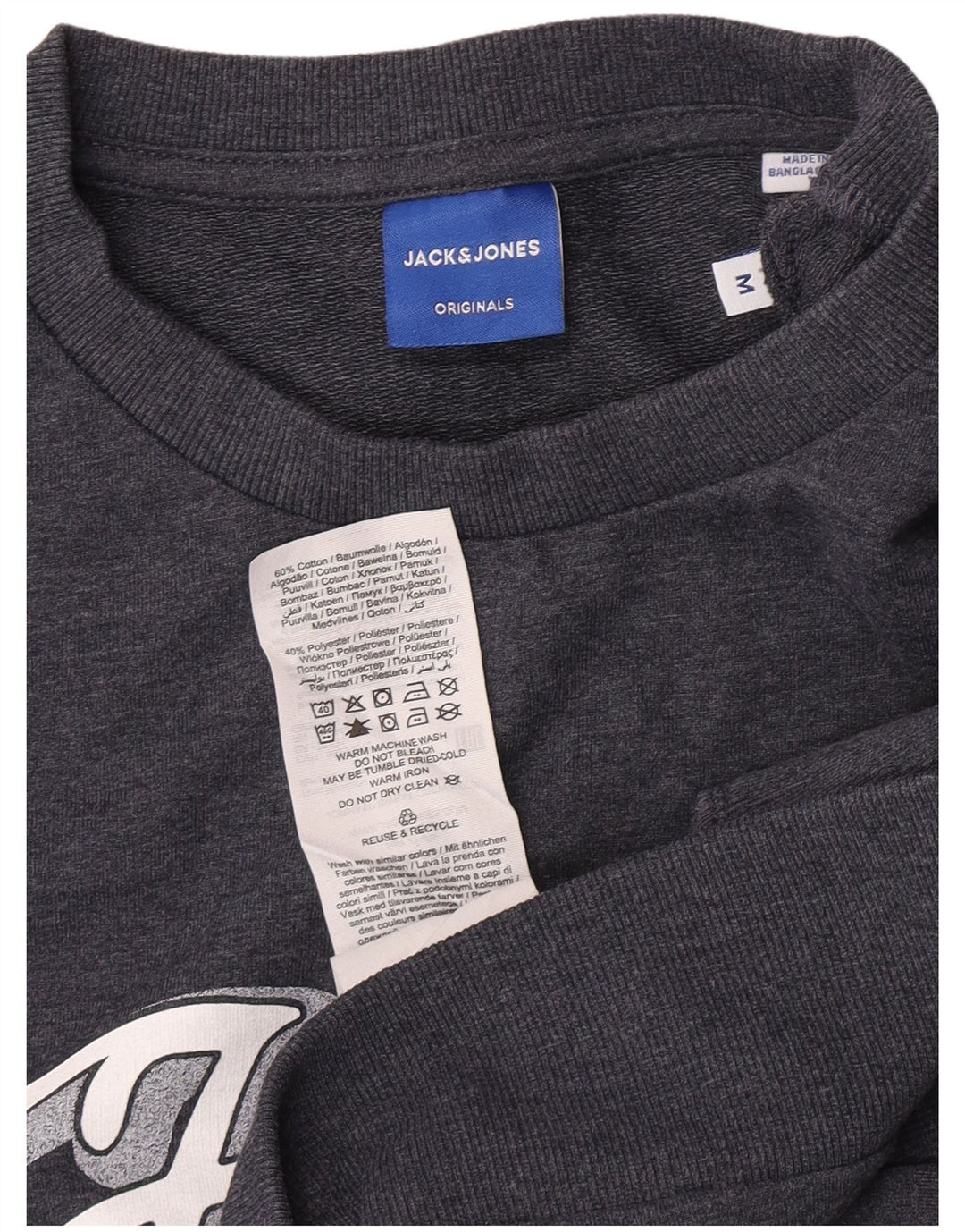 Jack & Jones Herre grafisk sweatshirt Jumper Medium Blue Flecked Bomuld