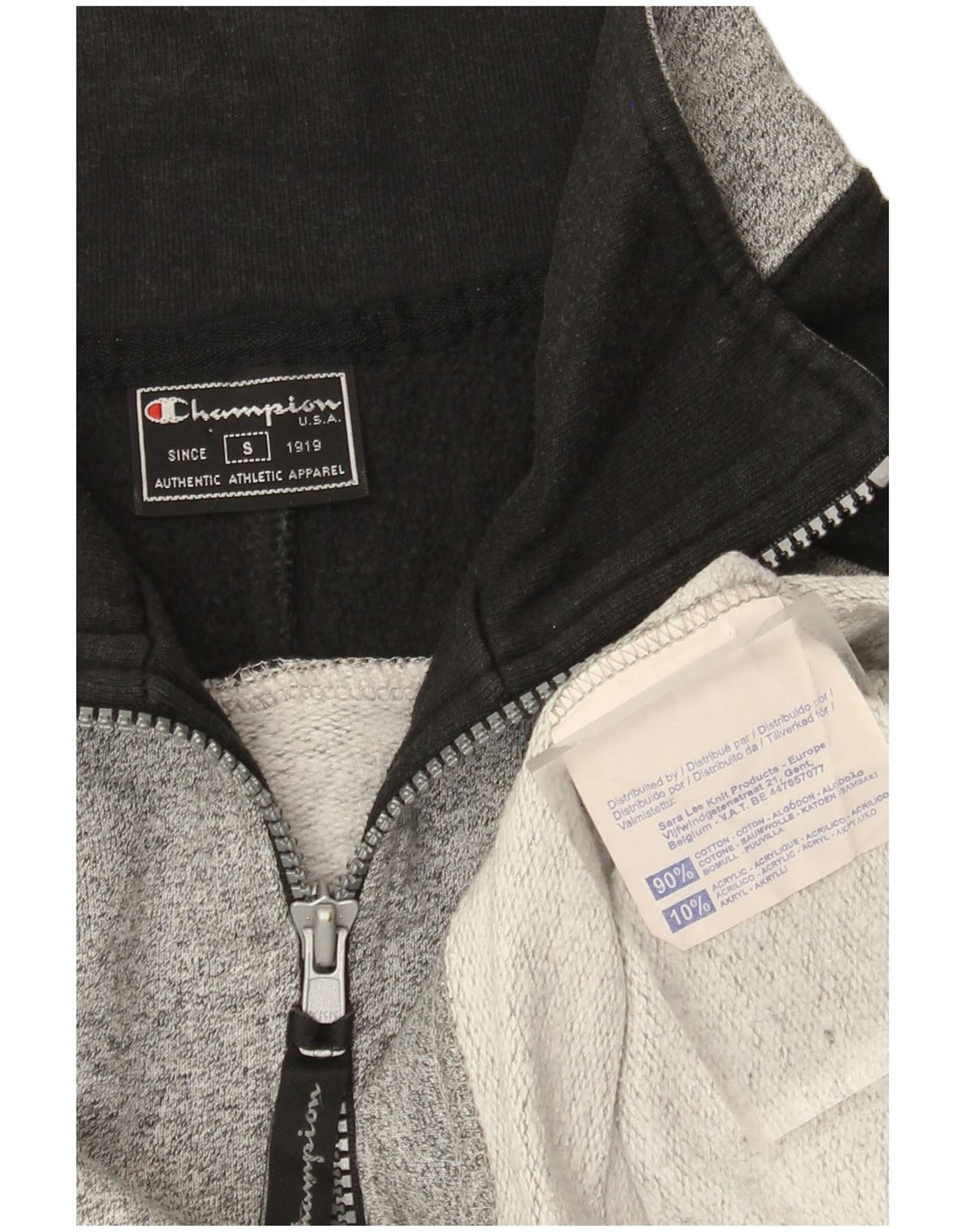 Champion Herre grafisk sweatshirt med lynlås-hals, lille grå farveblok