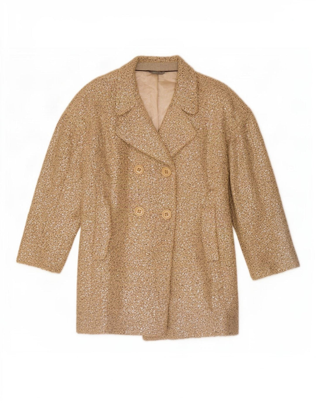 Marks & Spencer Dame Paillet Dobbeltradet Frakke UK 8 Small Beige
