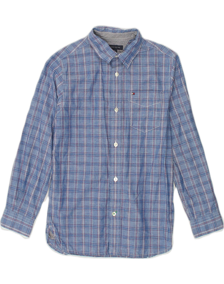 TOMMY HILFIGER Boys Shirt 8-9 Years Medium Blue Check Cotton | Vintage Tommy Hilfiger | Thrift | Second-Hand Tommy Hilfiger | Used Clothing | Messina Hembry 