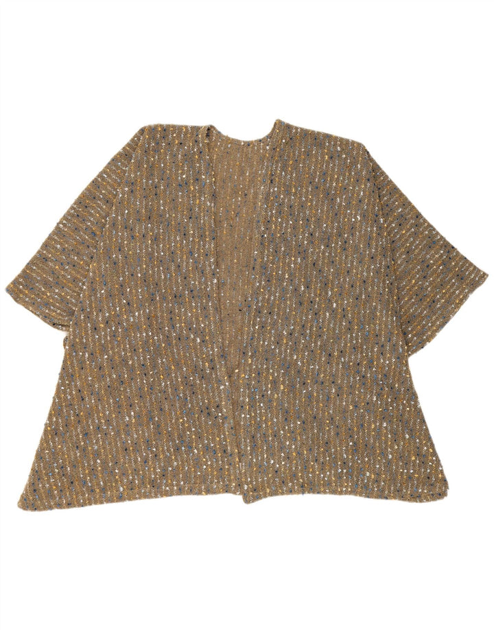Vintage Dame Cape Cardigan Sweater One Size Brun Stribet