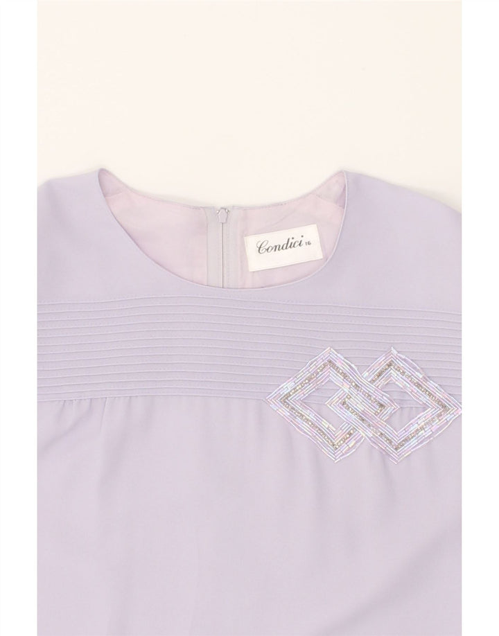 VINTAGE Womens Long Sleeve Shift Dress UK 16 Large Purple Polyester Vintage Vintage and Second-Hand Vintage from Messina Hembry 