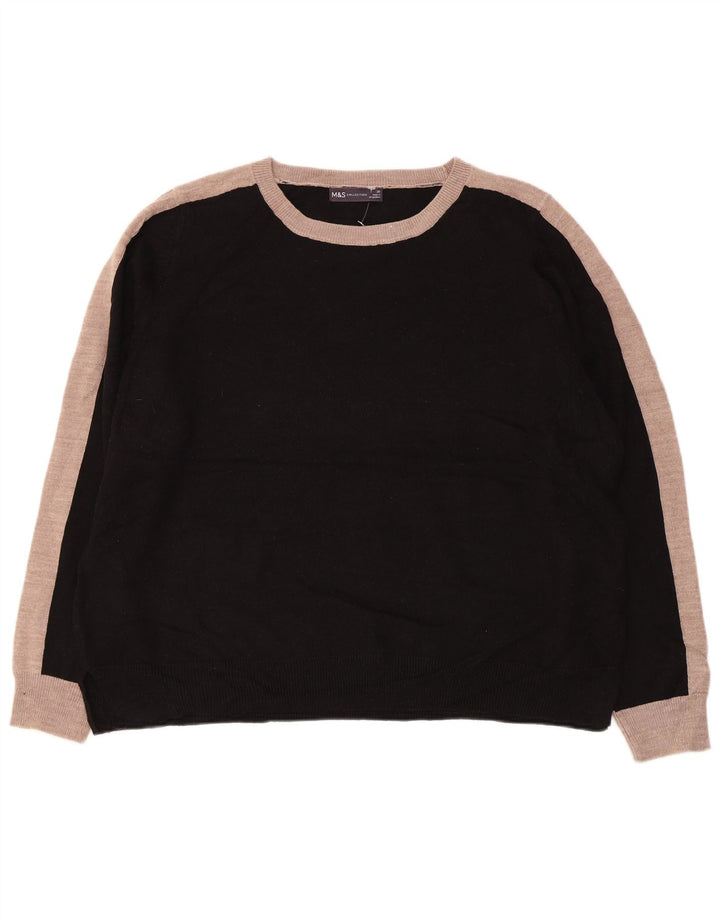 MARKS & SPENCER Dame Boat Neck Jumper Sweater UK 20 2XL Sort
