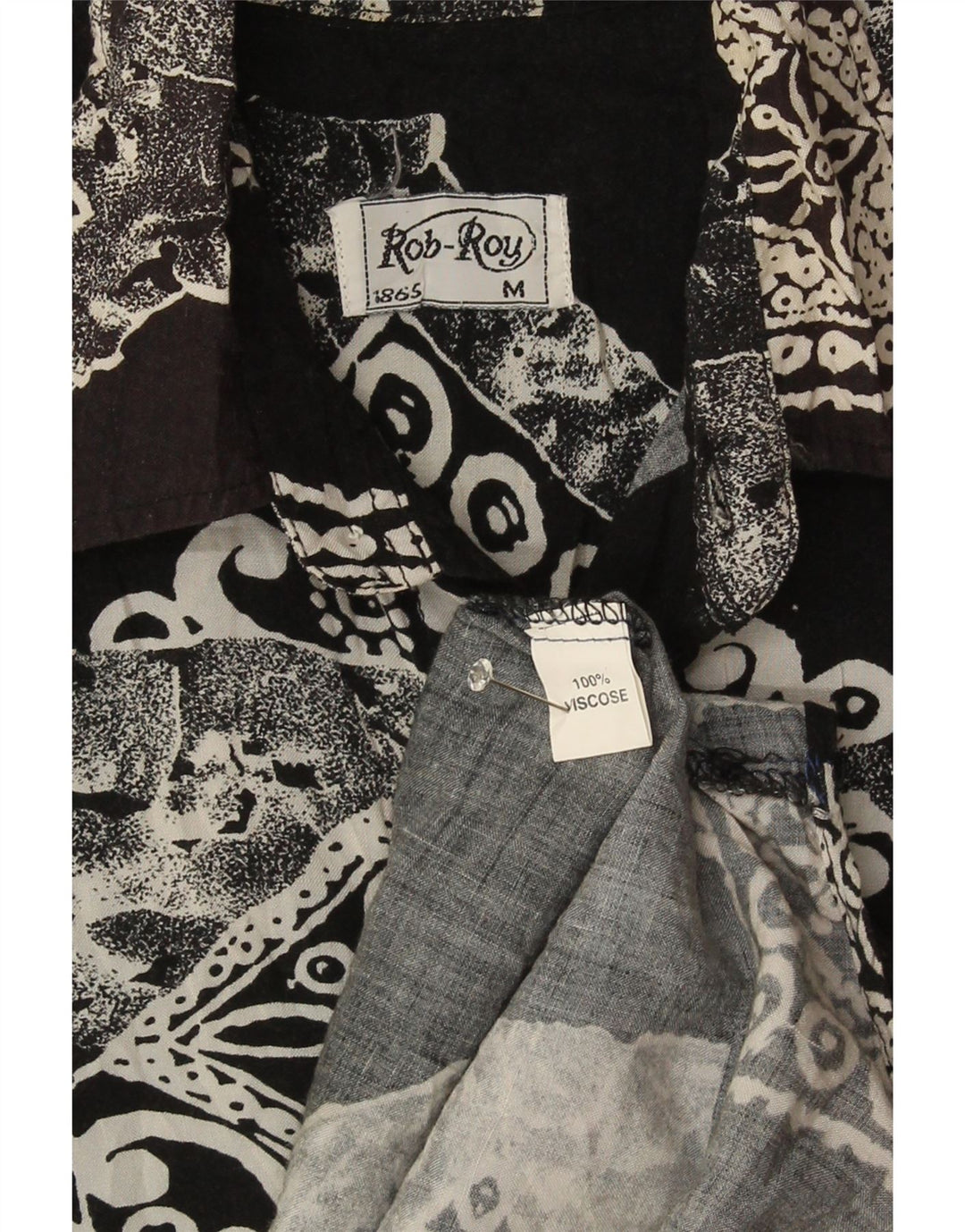 Rob Roy Herre kortærmet skjorte Medium Sort Patchwork Viscose