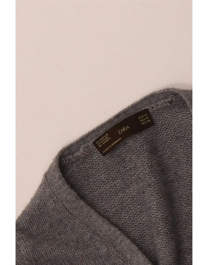 Zara Dame Cardigan Sweater UK 12 Medium Grey Flecked Acryl