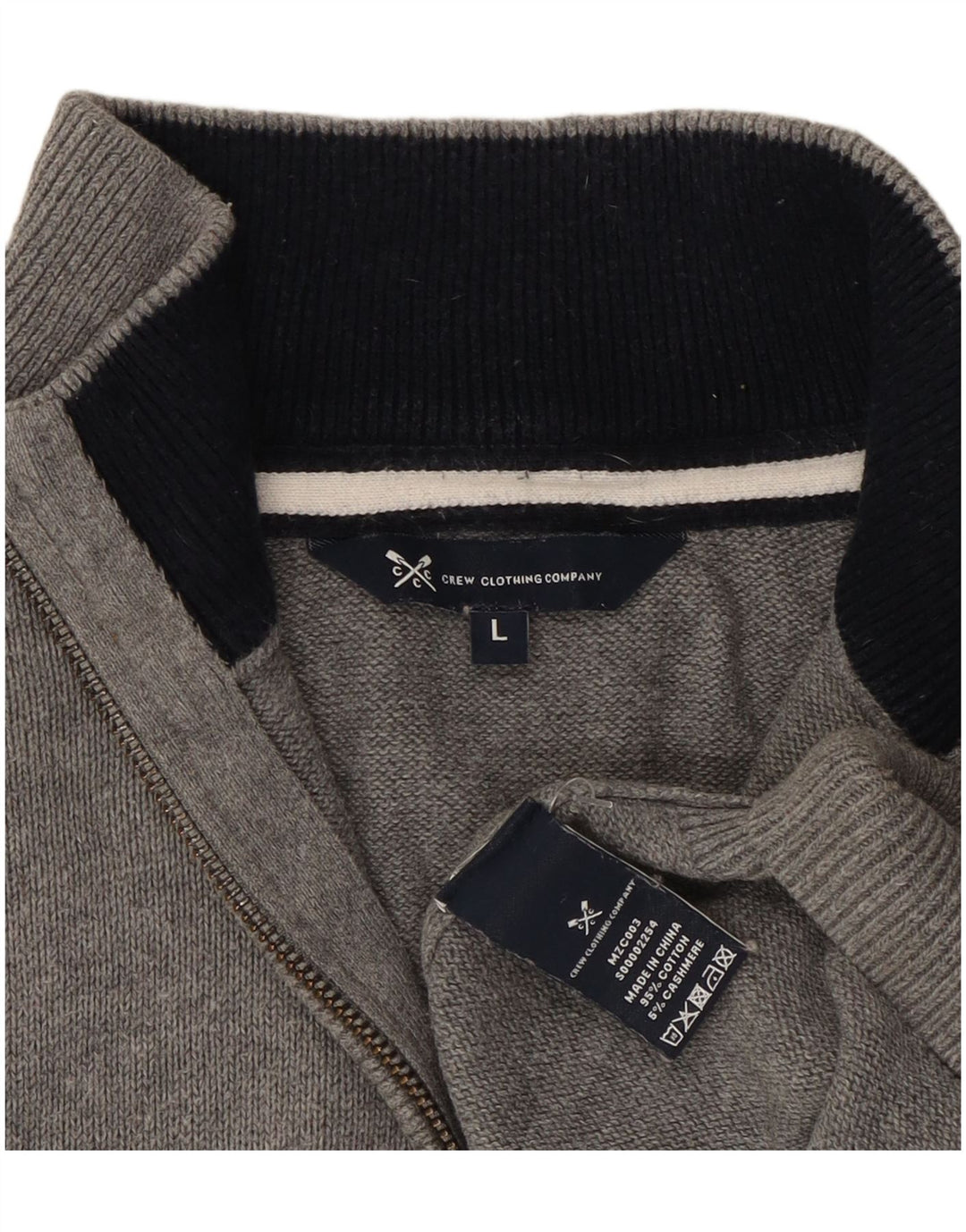 Besætningstøj Herre Zip Neck Jumper Sweater Stor Grå Bomuld