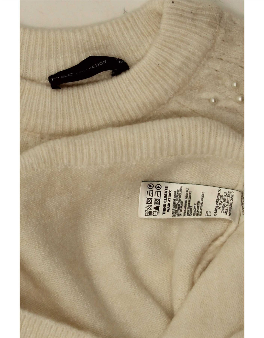 Marks & Spencer Dame sweater med rund hals DK 10 Small Off White