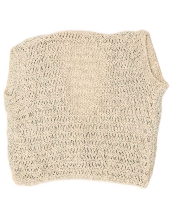 Vintage Dame Se Through Cardigan Sweater UK 16 Large Off White Flecked