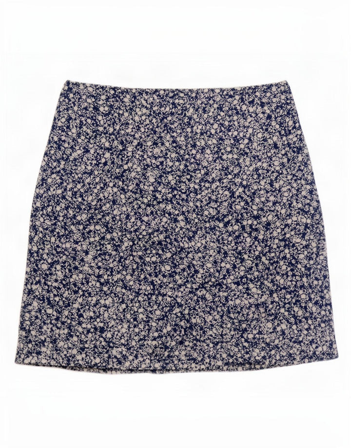 Zara Dame Mini-nederdel Small W26 Blue Floral Polyester