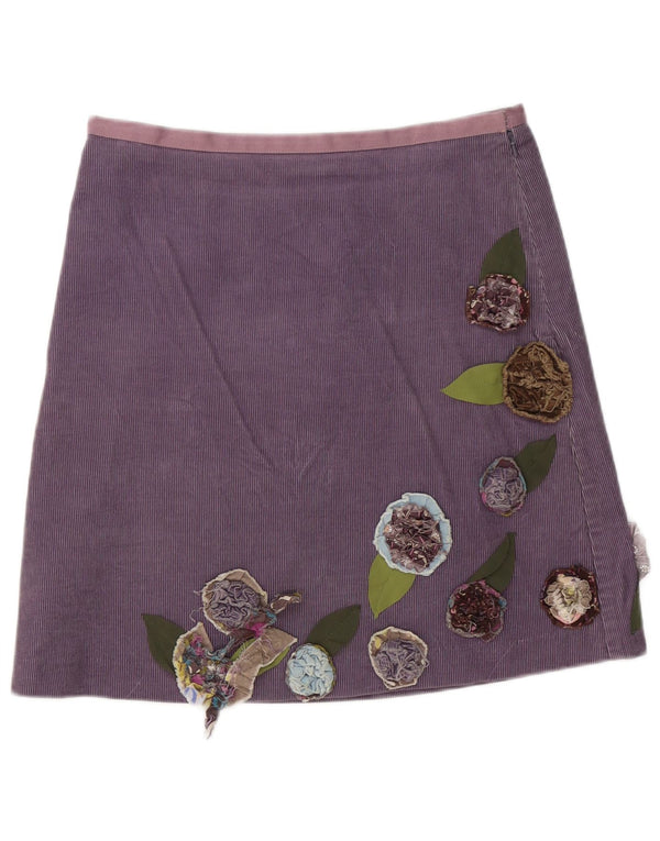 Boden Womens Corduroy Nederdel UK 12 Medium W32 Purple Floral