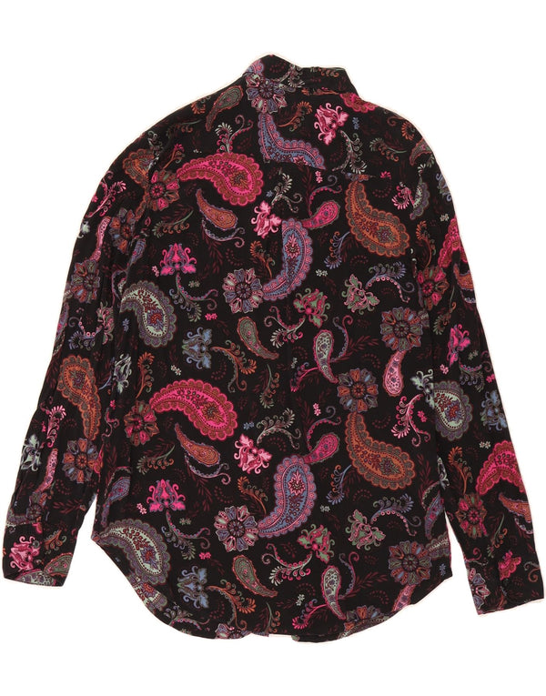 BENETTON Dameskjorte UK 10 Small Black Paisley Modal