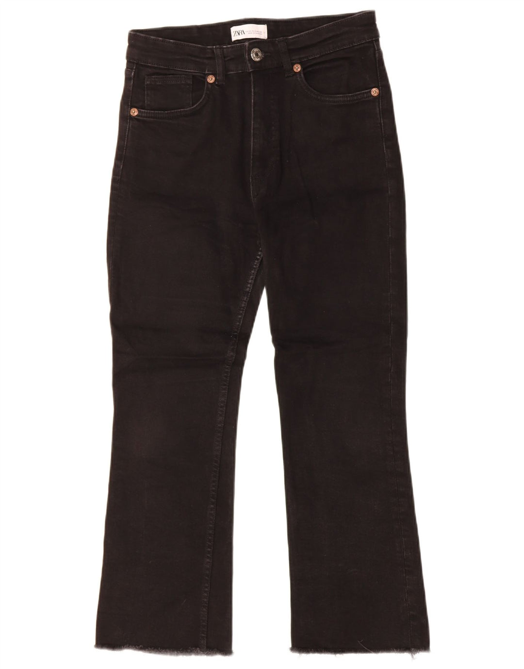 ZARA Womens Crop Bootcut Jeans EU 40 Medium W28 L25 Black