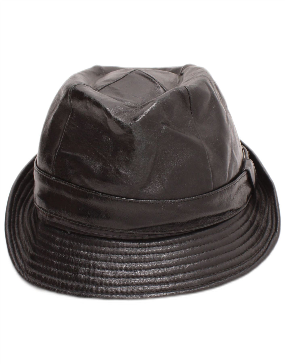 Vintage herre læder Fedora hat Medium Black