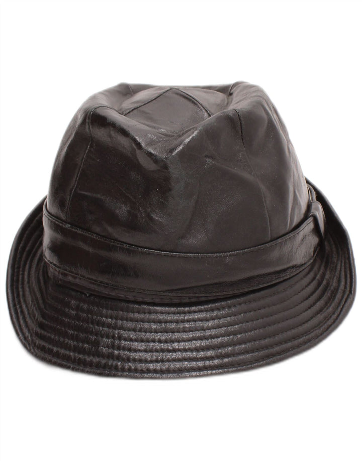 Vintage herre læder Fedora hat Medium Black