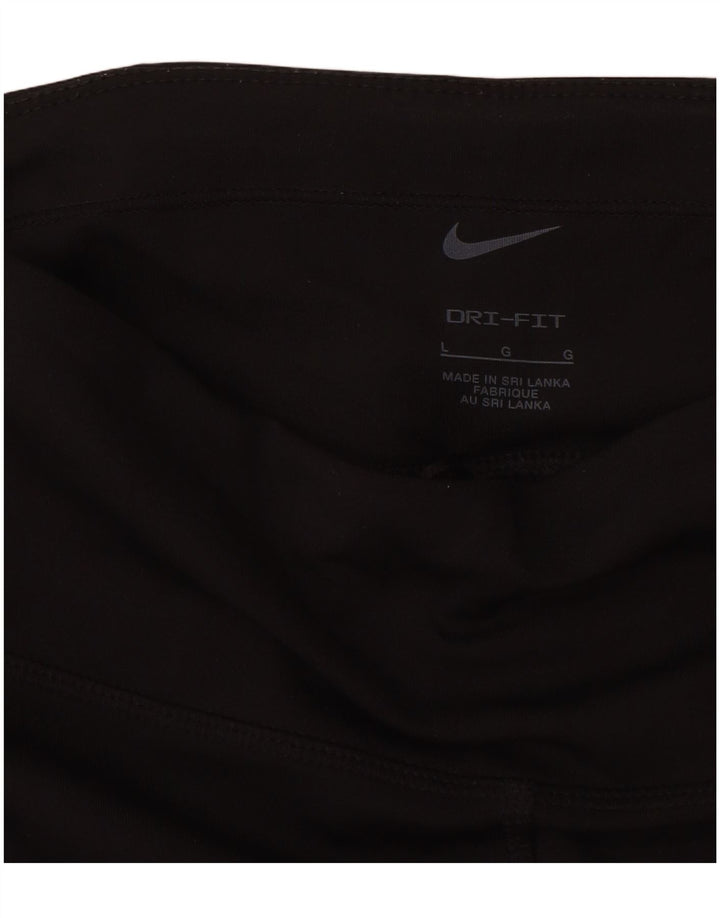 NIKE Dame Dri Fit Capri Leggings UK 14 Stor sort polyester