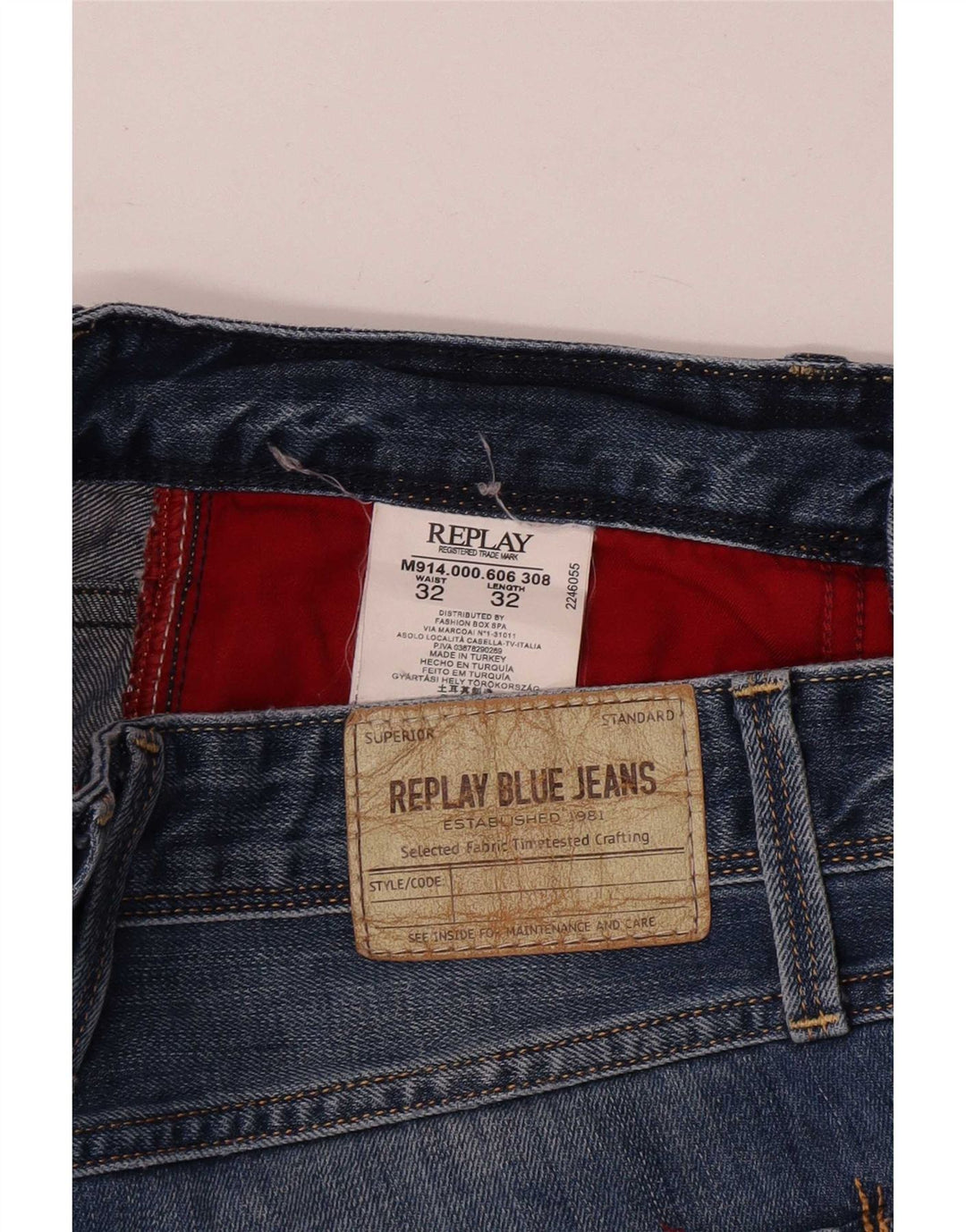 Replay Herre Slim Jeans W32 L32 Blå Bomuld
