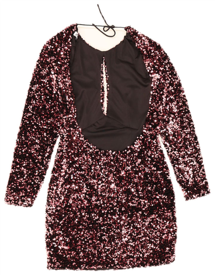 Zara Dame Langærmet Skede Kjole UK 8 Small Pink Polyester
