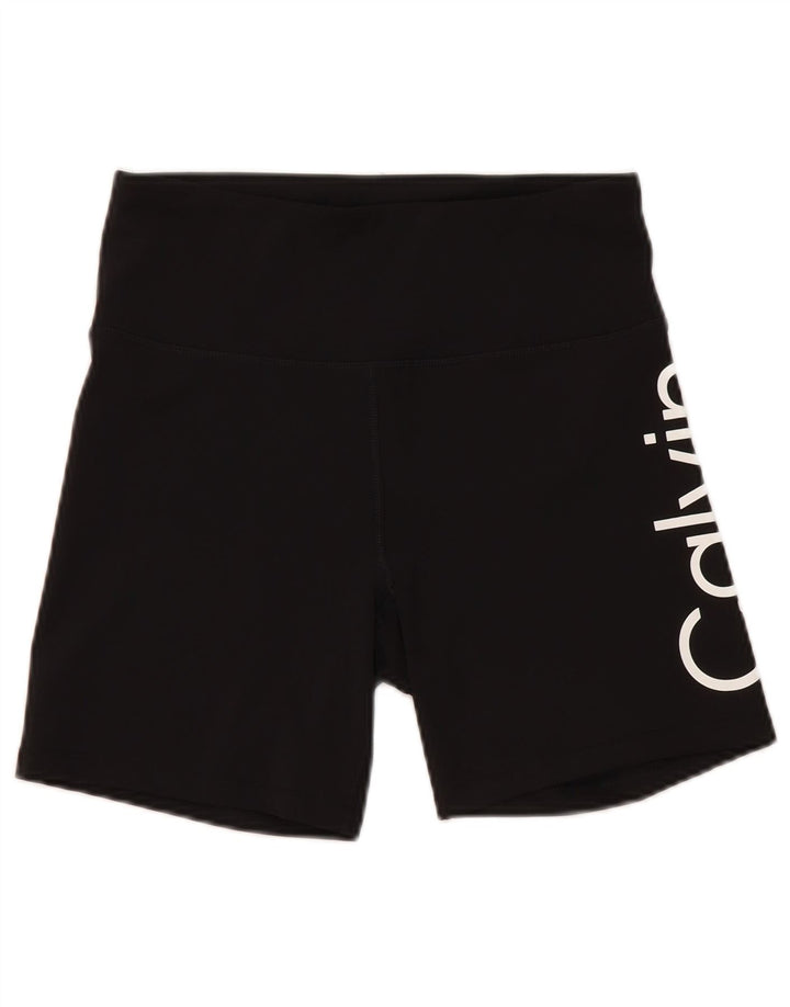 Calvin Klein Dame grafiske sportsshorts UK 12 Medium Sort Polyester