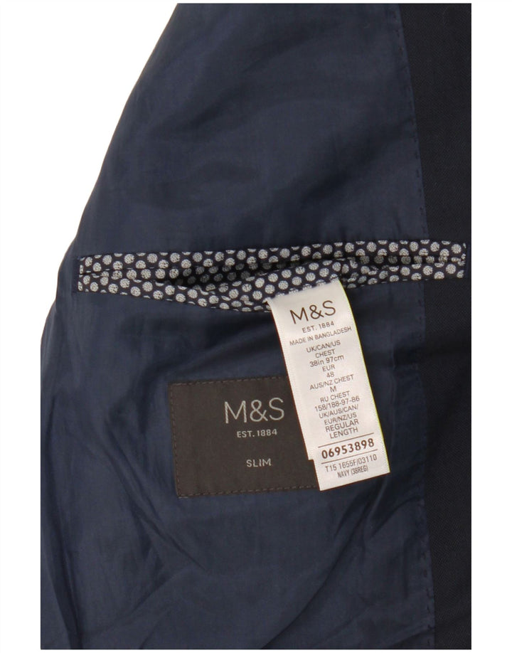 Marks & Spencer Herre 2 Button Slim Blazer Jacket UK 38 Medium Navy Blue