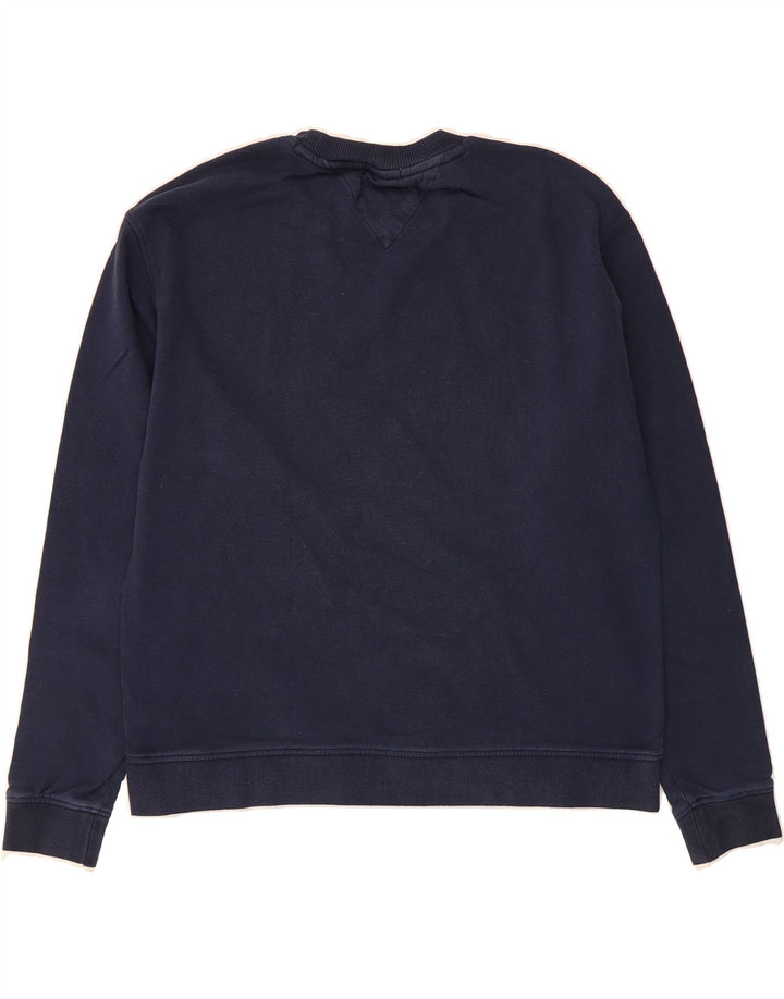 TOMMY HILFIGER Mens Graphic Relaxed Fit Sweatshirt Jumper Medium Navy Blue Vintage Tommy Hilfiger and Second-Hand Tommy Hilfiger from Messina Hembry 