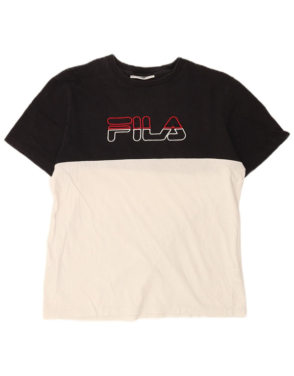Fila Herre grafisk T-shirt Top Medium Sort Colourblock Bomuld