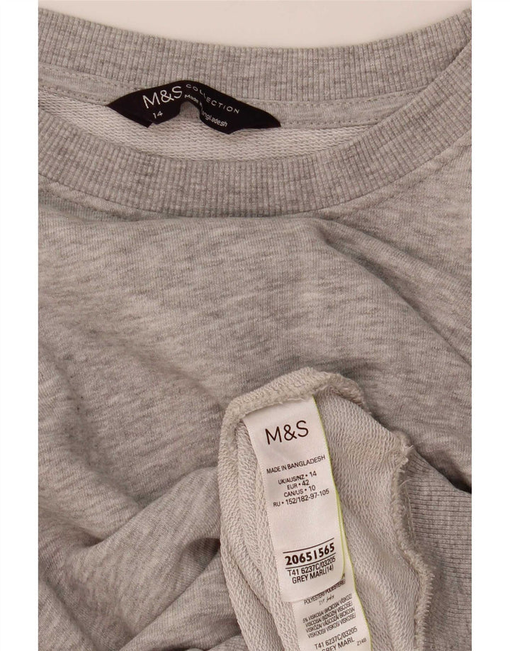 Marks & Spencer Dame Sweatshirt Jumper UK 14 Stor Grå Bomuld