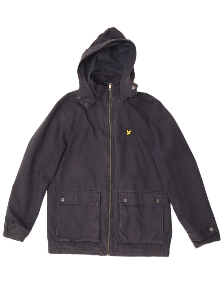 LYLE & SCOTT vindjakkejakke med hætte til mænd UK 38 Medium marineblå bomuld