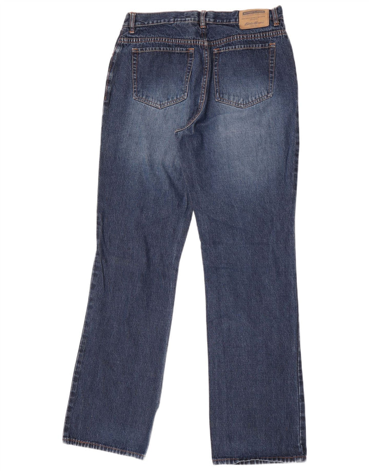 Eddie Bauer Dame Høj Bootcut Jeans US 12 Large W32 L34 Marineblå Bomuld