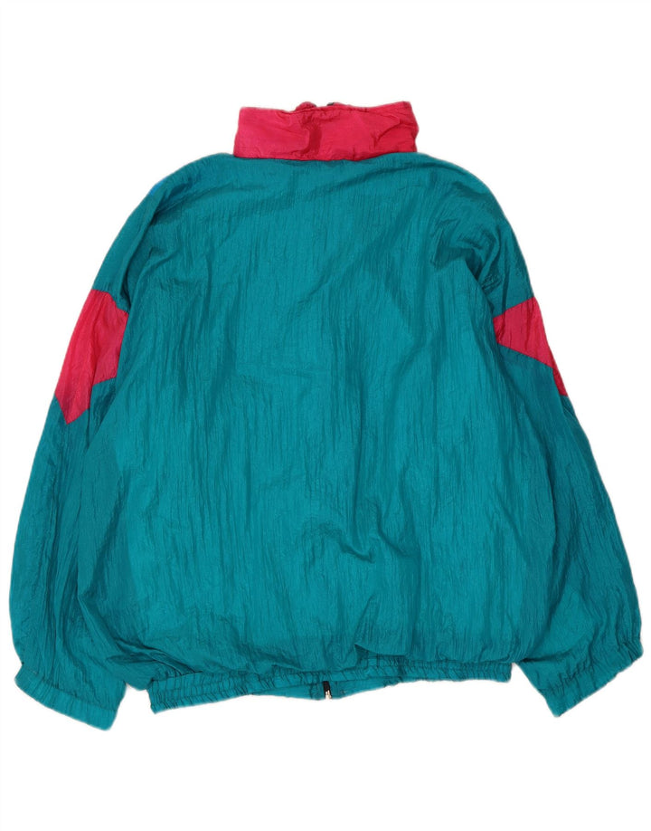 Vintage fuld træningsdragt til mænd XL Blå Colourblock Nylon