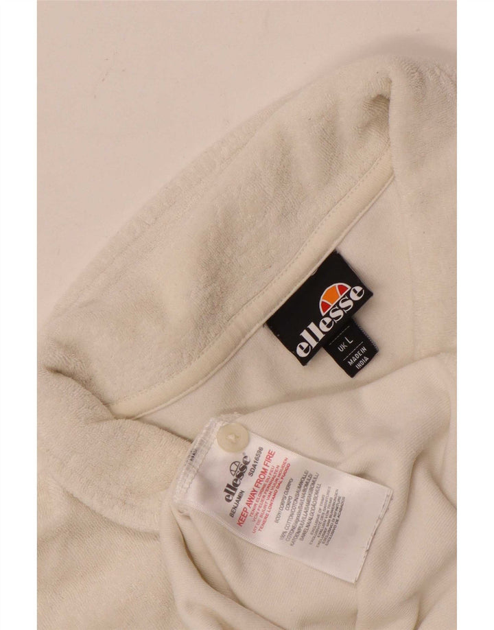 Ellesse Herre Velvet Polo Shirt Stor Hvid Bomuld