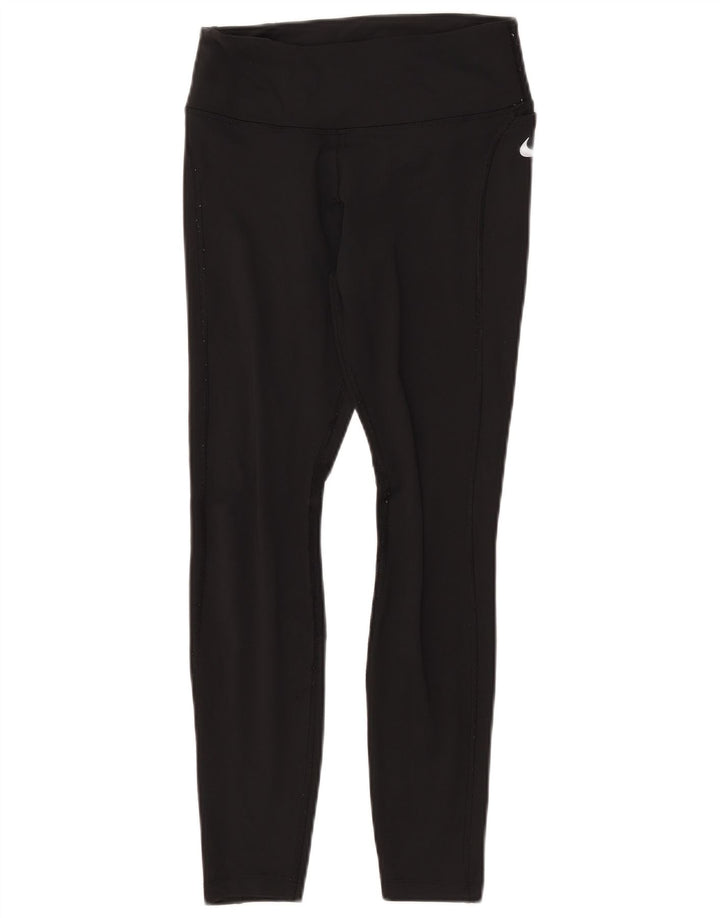 NIKE Dame Dri Fit Leggings UK 10 Lille sort polyester