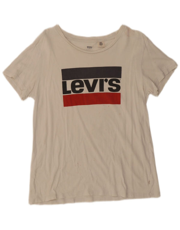 Levi's Grafisk T-shirt top til kvinder UK 14 Medium White