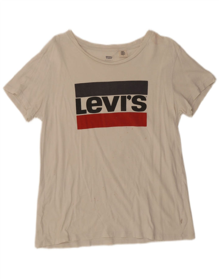 Levi's Grafisk T-shirt top til kvinder UK 14 Medium White