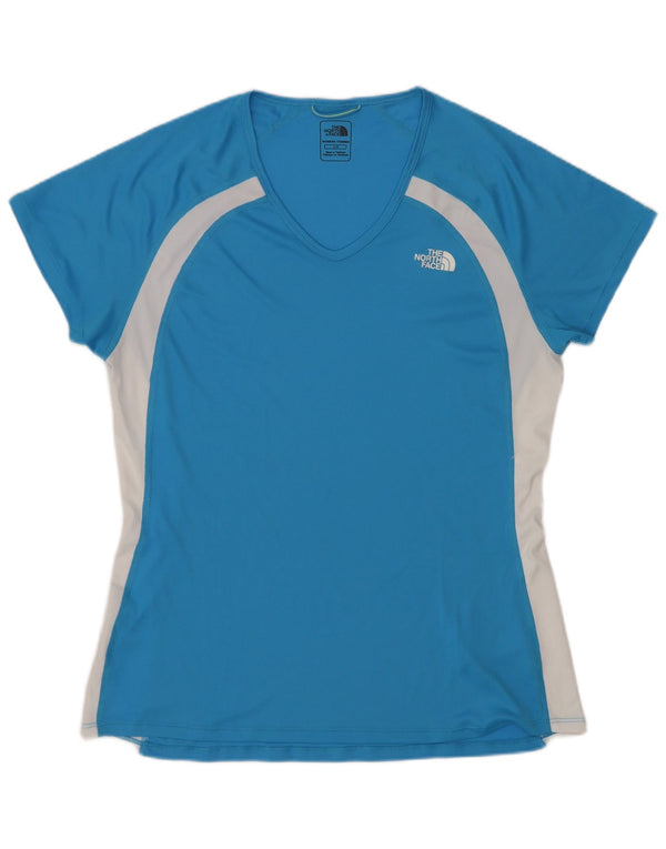 The North Face Dame T-Shirt Top UK 14 Large Blue Colourblock Polyester