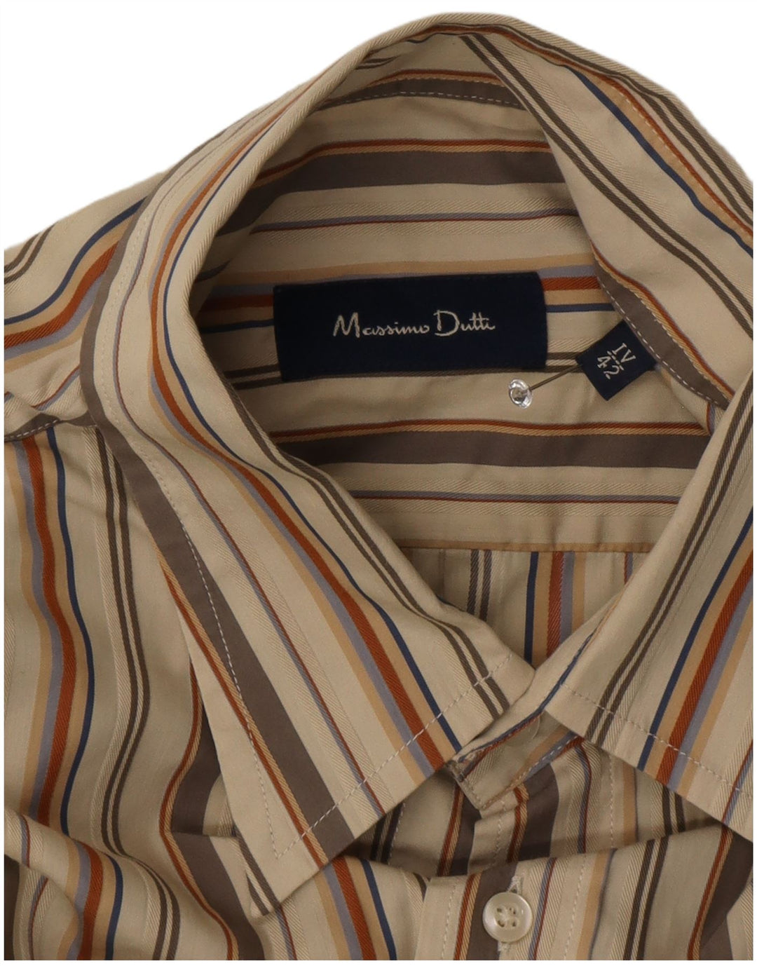 Massimo Dutti Herreskjorte EU 42 Stor Beige Stribet