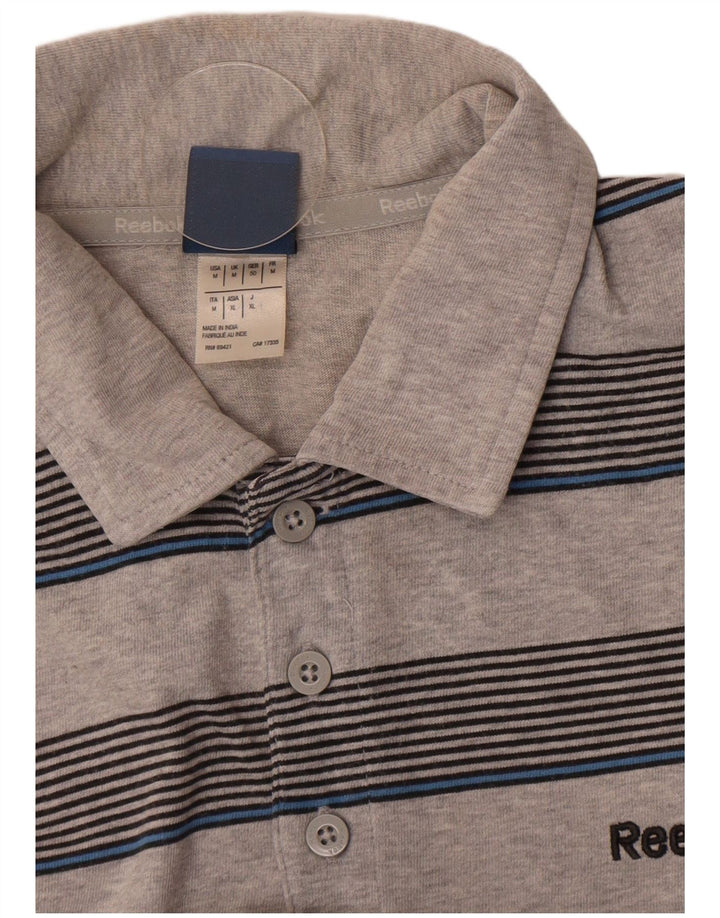 Reebok herre poloshirt mellemgrå stribet bomuld