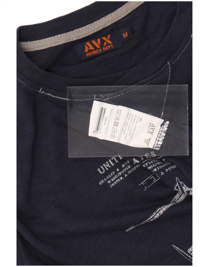 AVIREX Herre grafisk T-shirt Top Medium Navyblå Bomuld