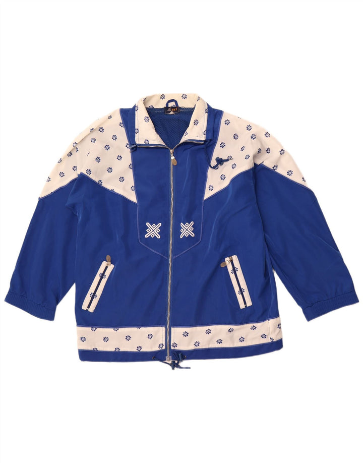 VINTAGE træningsdragt topjakke til kvinder 2XL Blå Colourblock Retro