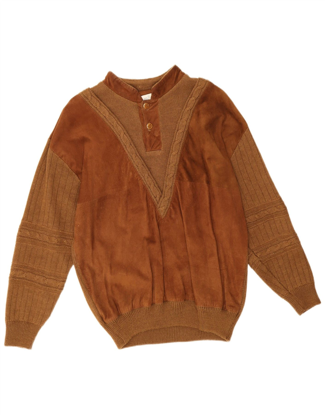 Laura Pucci Herre Button Neck Jumper Sweater Medium Brown